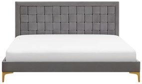 Zamatová posteľ 180 x 200 cm sivá LIMOUX Beliani