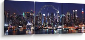 Obraz - Osvetlené New Yorské mrakodrapy (s hodinami) (90x30 cm)
