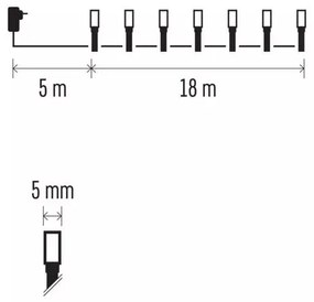 EMOS LED vianočný reťaz 18m, vonkajšie aj vnútorné multicolor, časovač D4AM04