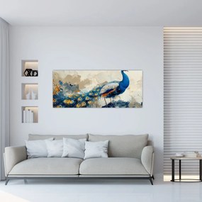 Obraz - Páv, maľba (120x50 cm)