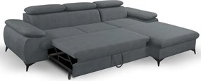 Rohová sedacia súprava Scala, ocelovo šedá látka, pravý roh
