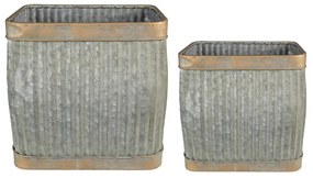 2ks plechové zinkové antik obaly na kvetináče - 38*27*39 / 32*21*31 cm