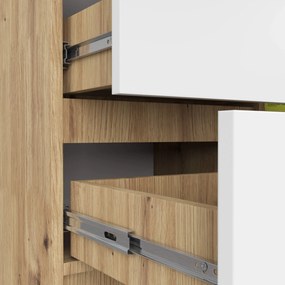 Komoda JERRY K 80 cm 1 dveře 3 zásuvky dub artisan/bílá