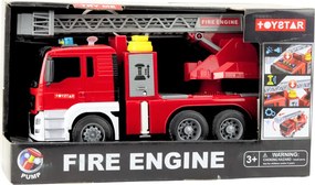 LEAN Toys Hasičské auto s výložníkom striekanie vody svetlá zvuky