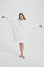 Deka s rukávmi HOODIE biela