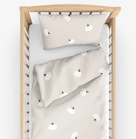 Goldea detské bavlnené obliečky do postieľky - tekvice na krémovom 100 x 135 a 40 x 60 cm