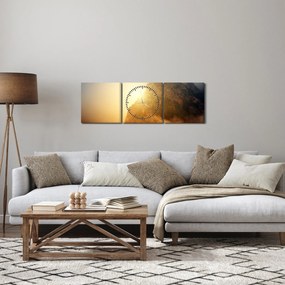 Obraz hory v hmle (s hodinami) (90x30 cm)