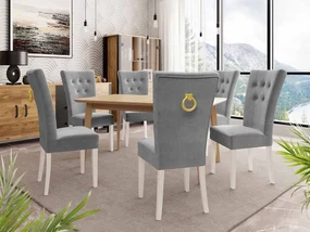 Rozkladací stôl 140x80 so 6 stoličkami ST67, Farby: natura, Farby: biela, Farby: zlatý, Potah: Magic Velvet 2217