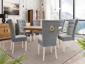 Rozkladací stôl 140x80 so 6 stoličkami ST67, Farby: natura, Farby: biela, Farby: zlatý, Potah: Magic Velvet 2217