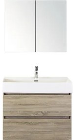 Kúpeľňová zostava Maxx XL 80 cm s keramickým umývadlom a zrkadlovou skrinkou dub sivý
