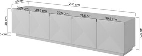 TV stolík Asha 200 cm na sokli - kašmírová