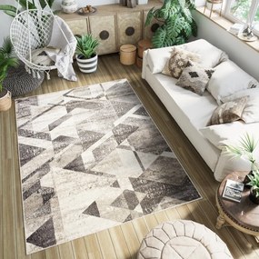 Univerzálny moderný koberec s geometrickým vzorom v odtieňoch hnedej Šírka: 200 cm | Dĺžka: 300 cm