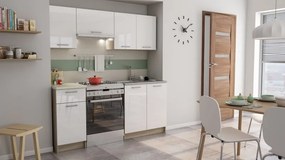 Kuchynský blok Irma, Dub Sonoma/biely vysoký lesk