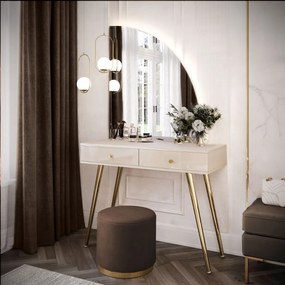 TOALETNÝ STOLÍK KATHLEEN KAŠMÍR LESK + ZLATÉ NOHY + ZRKADLO POLMESIAC PRAVÉ