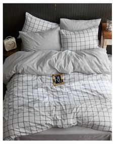 Biele 4-dielne predĺžené obliečky na dvojlôžko s plachtou 200x220 cm Geometric – Mila Home