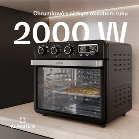 Klarstein Air Glaze teplovzdušná fritéza, 2000 W, 34 litrov, panoramatické okno, vrátane sady príslušenstva