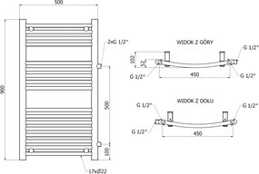 Mexen Ares, vykurovacie teleso 900 x 500 mm, 372 W, bočné pravé a spodné pripojenie, čierna, W102-0900-500-00-70-S
