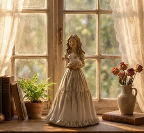 Christmas Decoration Figurine Girl 14x11x22 Cm Beige Plastic - 14.0 cm