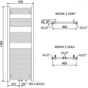 Mexen Pluton, elektrické vykurovacie teleso 1450x500 mm + vykurovacia tyč 900 W, čierna, W106-1450-500-2900-70