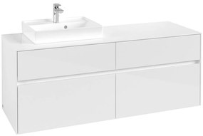 VILLEROY &amp; BOCH Collaro závesná skrinka pod umývadlo na dosku (umývadlo vľavo), 4 zásuvky, 1400 x 500 x 548 mm, Glossy White, C07400DH