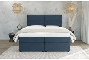Tmavomodrá boxspring posteľ s úložným priestorom 180x200 cm Rico – Ropez