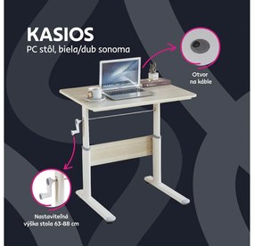 PC stolík Kasio (dub + biela). Vlastná spoľahlivá doprava až k Vám domov. 1119394