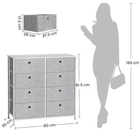 Autronic BONTEC Komoda 80x30x82cm, kov, šedá, AUK-E1024 GREY Farba: Biela