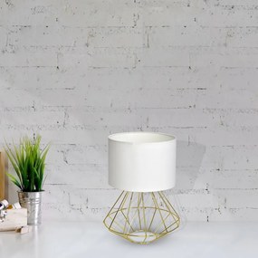 Stolná lampa Lupo, 1x biele textilné tienidlo, g