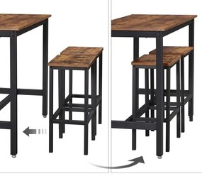 Sada barového stola a 2x barových stoličiek BARTIS hnedá/čierna