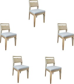 Moderné jedálenské stoličky z masívu s textilným sedákom - set 5 ks
