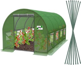 Garden Line 4-dielny zelený fóliový záhradný tunel  6 x 3 x 2 m