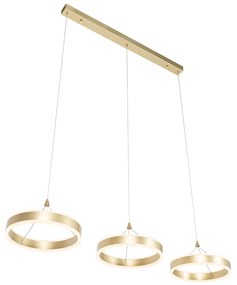 Závesné svietidlo mosadzné obdĺžnikové vrátane LED 3-stupňový stmievač 3-svetlo - Lyani