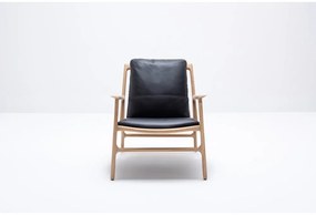 Kožené kreslo v čierno-prírodnej farbe Dedo - Gazzda