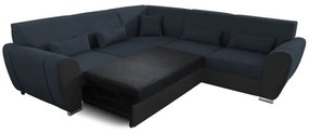 Rozkladacia rohová sedacia súprava do tvaru L VISEU, pravé prevedenie, antracit/čierna