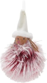Závesný anjelik s ružovými strapcami 16 cm