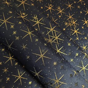 Vianočný behúň na stôl čierny so zlatými hviezdami