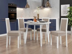 Jedálenský stôl so 4 stoličkami AL01, Morenie: biela - L, Poťahové látky: 25x - Paros 2, Farby nožičiek: biela Mirjan24 5903211293085