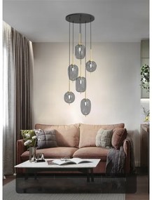 Wofi 5007-502 - Luster na lanku BELLEVILLE 6xE14/40W/230V čierna/zlatá