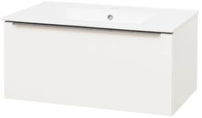 Mereo Mailo, kúpeľňová skrinka s keramickým umývadlom 81 cm, biela, chróm madlo, MER-CN516