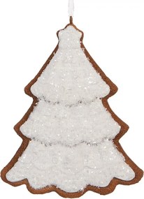 Závesná dekorácia zasnežený perníkový stromček Frosted Ginger - 9*1*10 cm