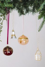 Bella Rose Sklenená vianočná ozdoba Guľa Ružová Lesk 2