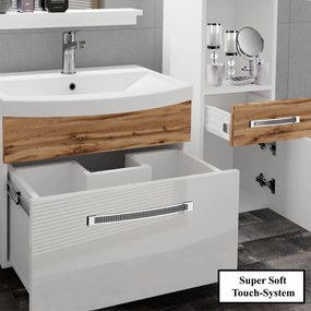 Kúpeľňový nábytok Belini Premium Full Version biely lesk + umývadlo + zrkadlo + LED osvetlenie Glamour 81