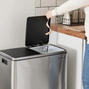 Odpadkový kôš s 2 plastovými vnútornými nádobami, 2 x 30 L, strieborný