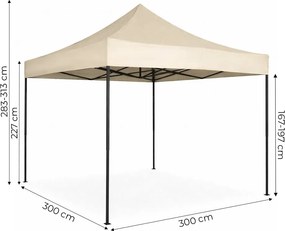 MultiGarden Záhradný samorozkladací stan s baldachýnom 3x3m - béžová MultiGarden