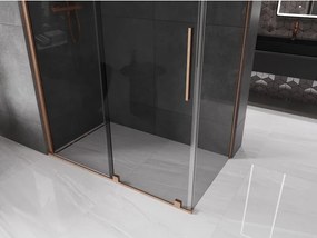 Mexen Velar, sprchový kút s posuvnými dverami 160 x 75 cm, 8mm šedé sklo, medená matná, 871-160-075-41-65