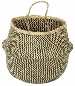 Compactor Pletený úložný košík z morskej trávy Belly, 45 x 36 cm, čierna, L