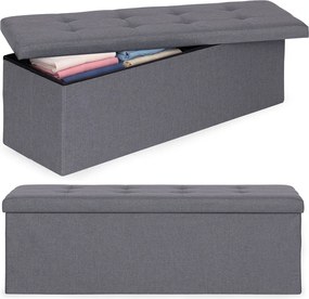 ModernHome Prešívaný úložný box puf 111x38 cm - tmavosivá ModernHome