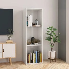vidaXL Knižnica/TV skrinka, lesklá, biela 36x30x114 cm, drevotrieska-