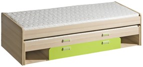 Detská posteľ s prístelkou CORNETO L16 Farba: Jaseň coimbra / zelená