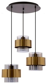 Luster na lanku SPIEGA 3xE27/60W/230V zlatá/čierna